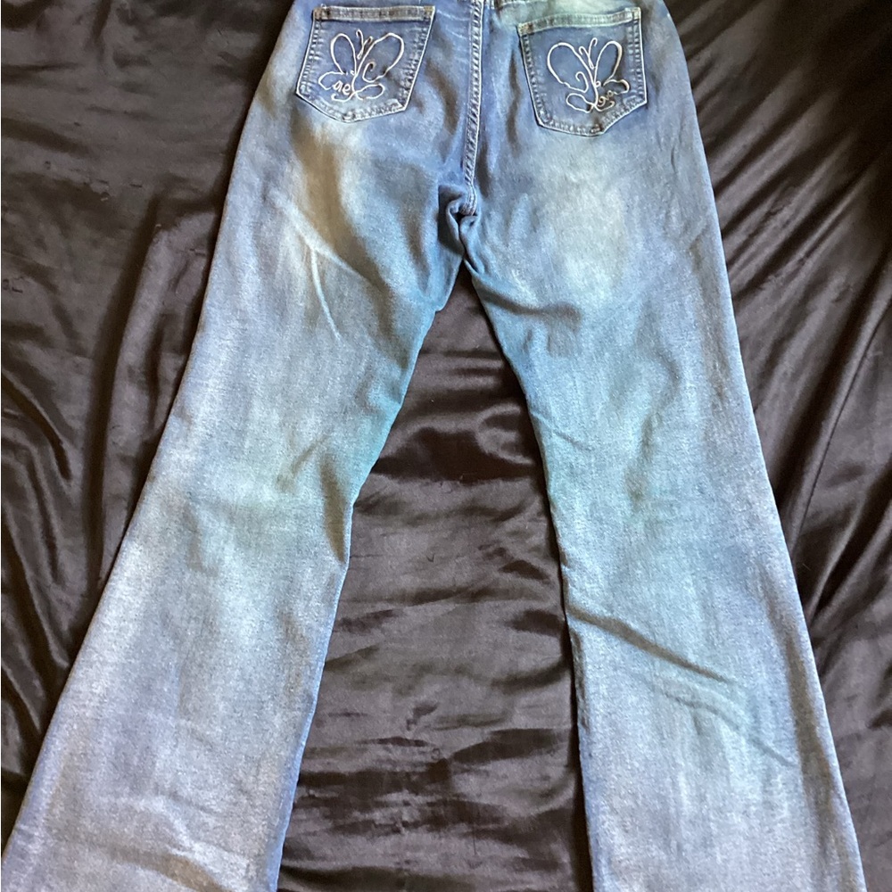 SHEIN Blue Flare & Wide Leg Jeans with Vintage Wash